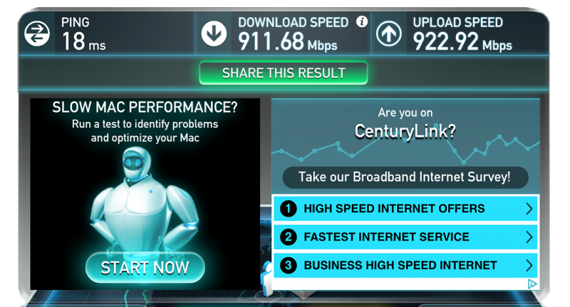 century link internet speed test