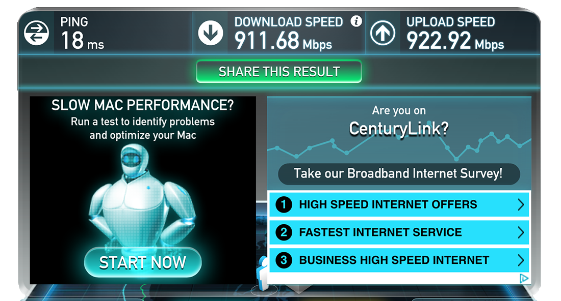 century link download speed test