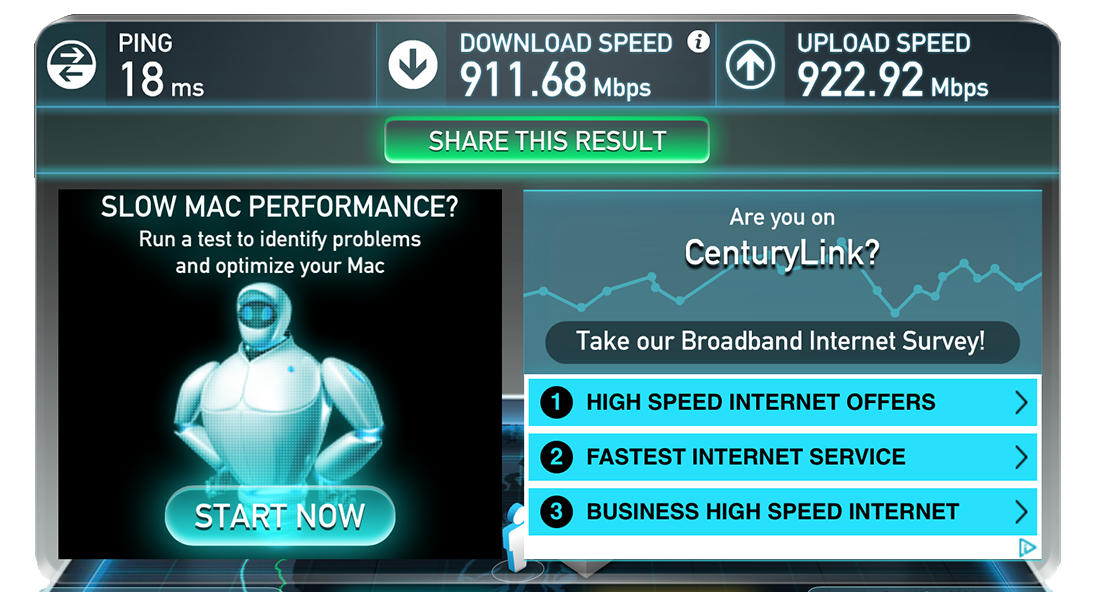 speed test centurylink net